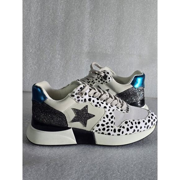 Shu Shop Patricia Glitter Star Sneakers Women’s 7.5 Comfort Low Top Lace Up - Picture 1 of 8